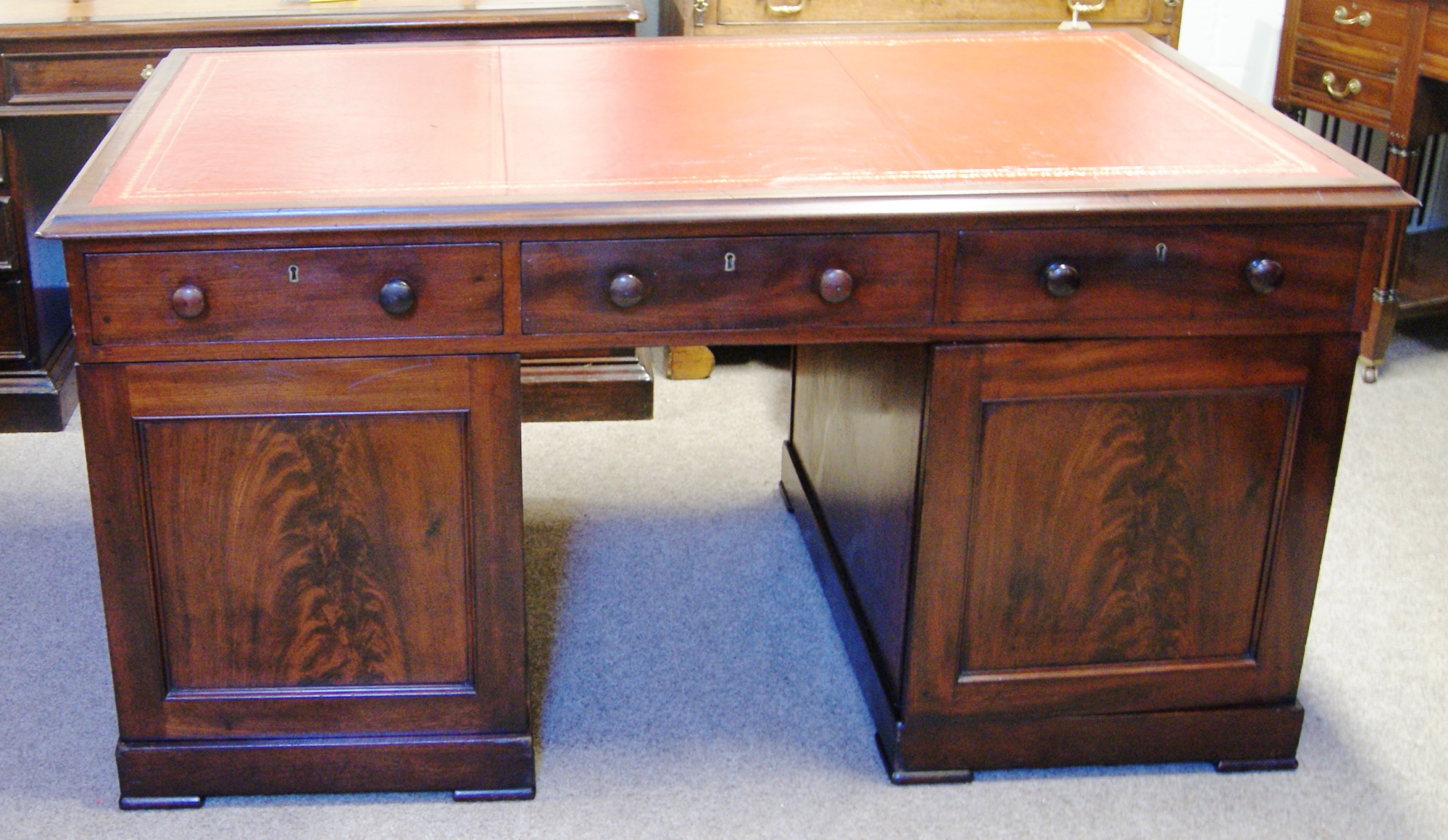Large Early Victorian Office Pedestal Desk 1300
